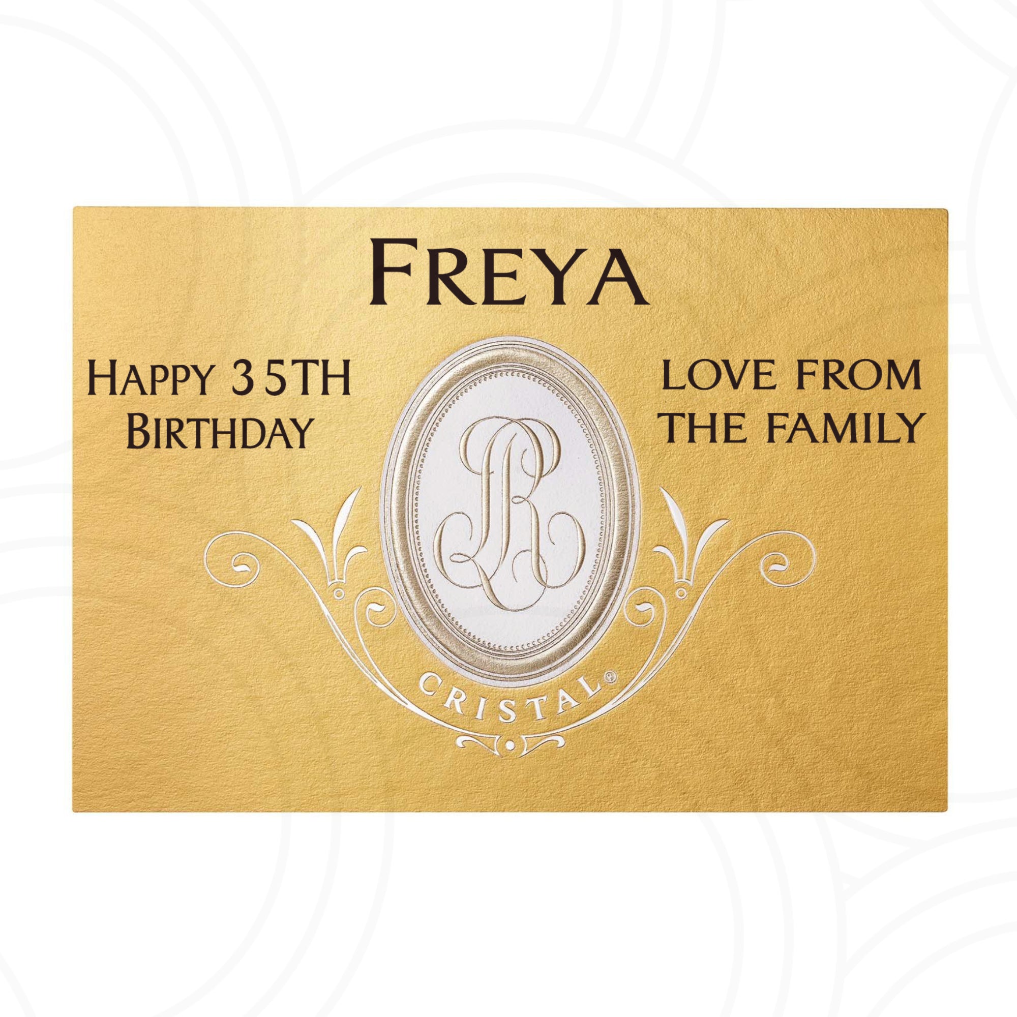 Custom Personalised Cristal Louis Roederer Champagne Bottle Year Label Happy Birthday For Any Occasion Sticker Unique Fun Gifts Name Party Wedding - Aglowgraphics