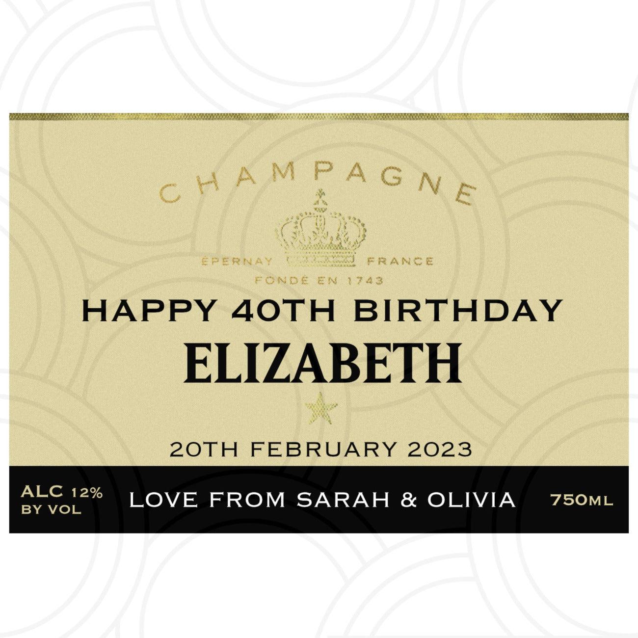 Custom Personalised Moet Champagne Bottle Year Label Happy Birthday For Any Occasion Sticker Unique Fun Gifts Name Party Wedding - Aglowgraphics