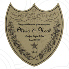 Customized Dom Champagne Label: Make your Dom Champagne bottle uniquely yours! Add the name, special occasion, date, and personal message you’d like featured on your label. Perfect for weddings, birthdays, and special gatherings — a stylish way to celebrate and make the moment unforgettable.