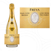 Custom Personalised Cristal Louis Roederer Champagne Bottle Year Label Happy Birthday For Any Occasion Sticker Unique Fun Gifts Name Party Wedding - Aglowgraphics