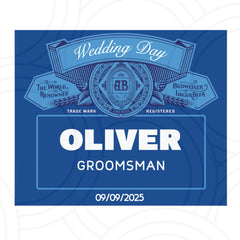 Personalised Bud Light beer bottle label with custom name, wedding and birthday party sticker