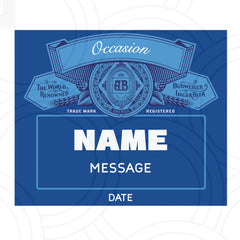 Custom Bud Light bottle sticker personalised with name, unique wedding and celebration beer label