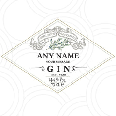 Custom Hendrick’s style gin label personalised with name, birthday and party gift sticker