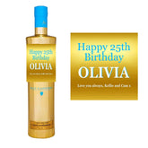 Personalised AU Blue Raspberry vodka bottle label with custom name, birthday party gift sticker