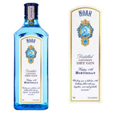 Personalised Bombay gin bottle photo label with custom name, birthday party and celebration gift sticker