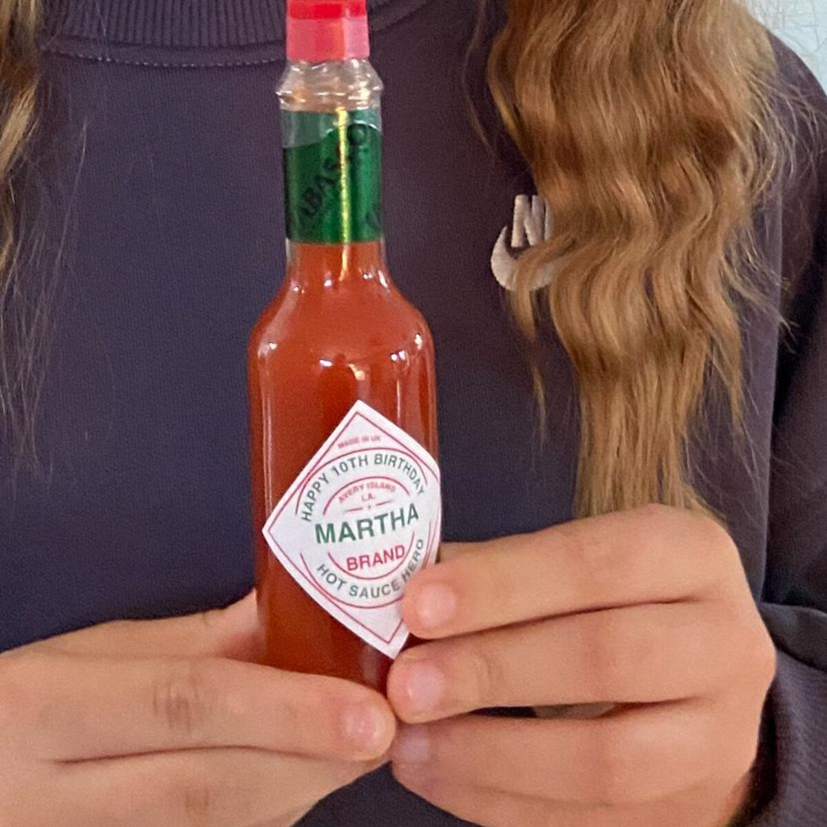Tabasco personalised sauce label with custom name, funny birthday and celebration gift sticker