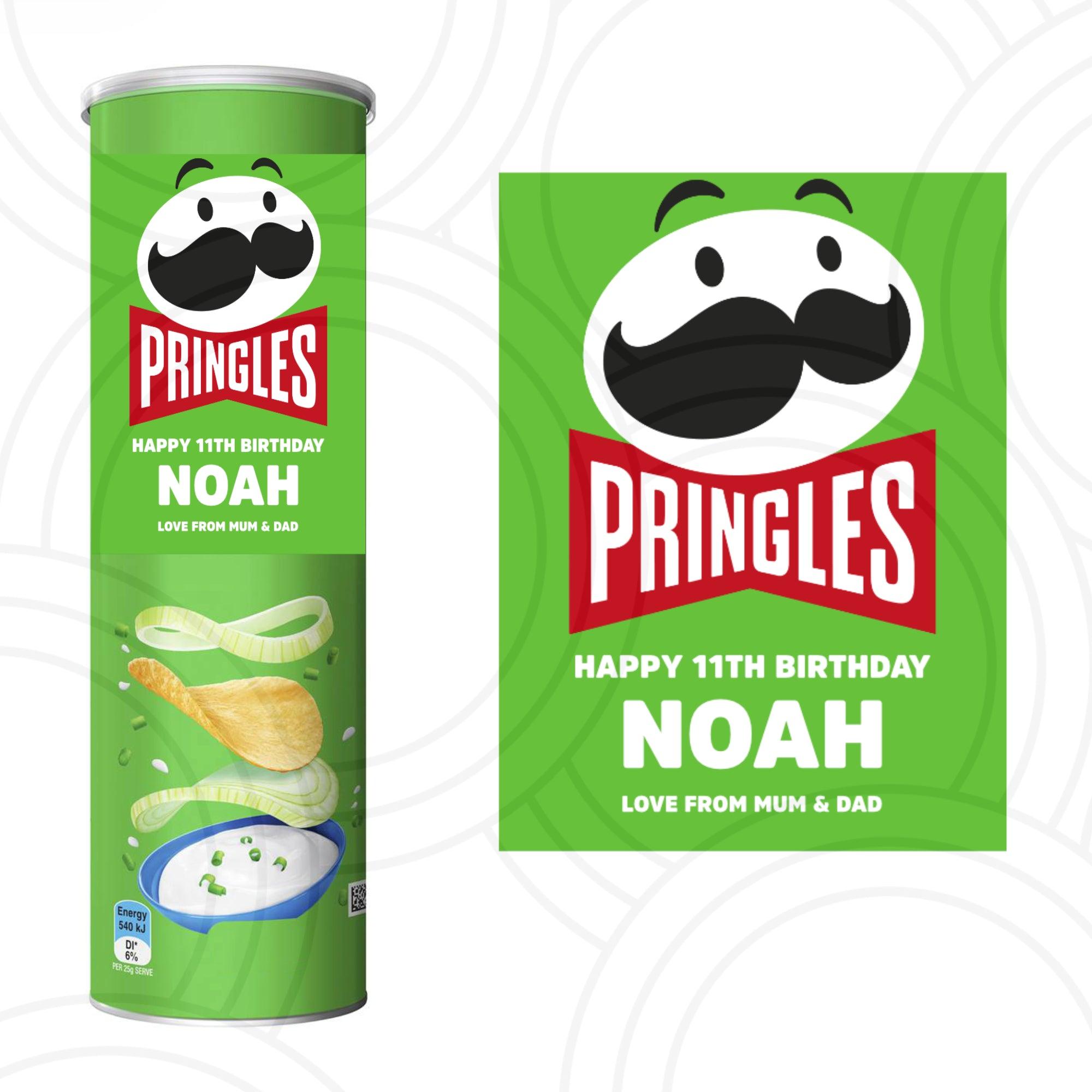Custom Pringles can sticker personalised with name, sour cream flavour funny birthday party gift
