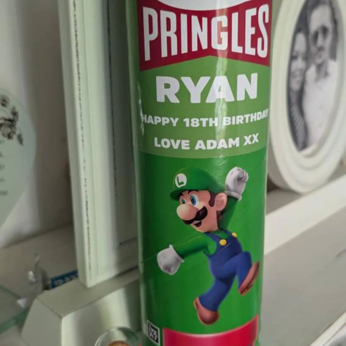 Custom Pringles can sticker personalised with name, sour cream flavour funny birthday party gift