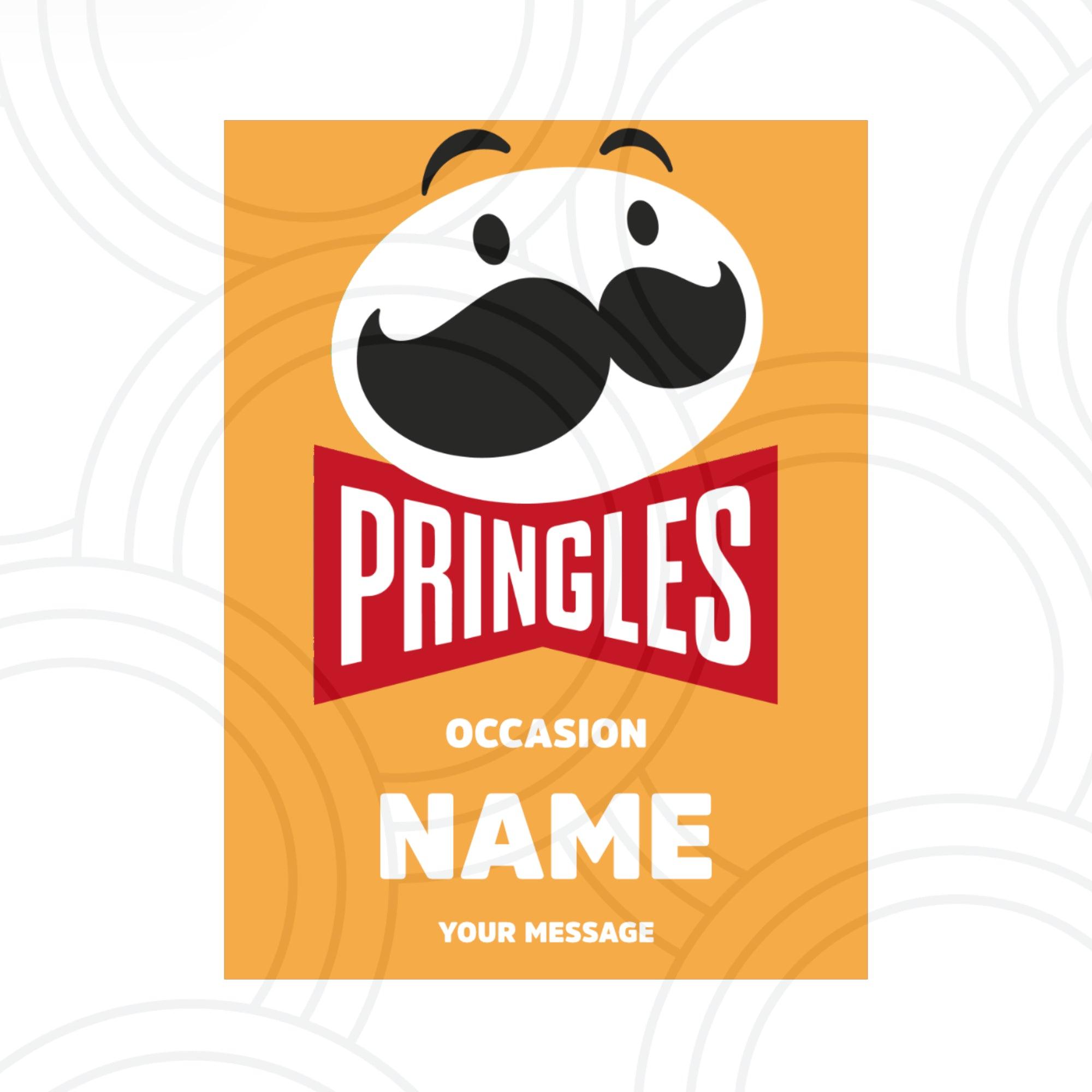 Personalised Pringles label paprika flavour, custom name snack gift sticker for birthdays and celebrations