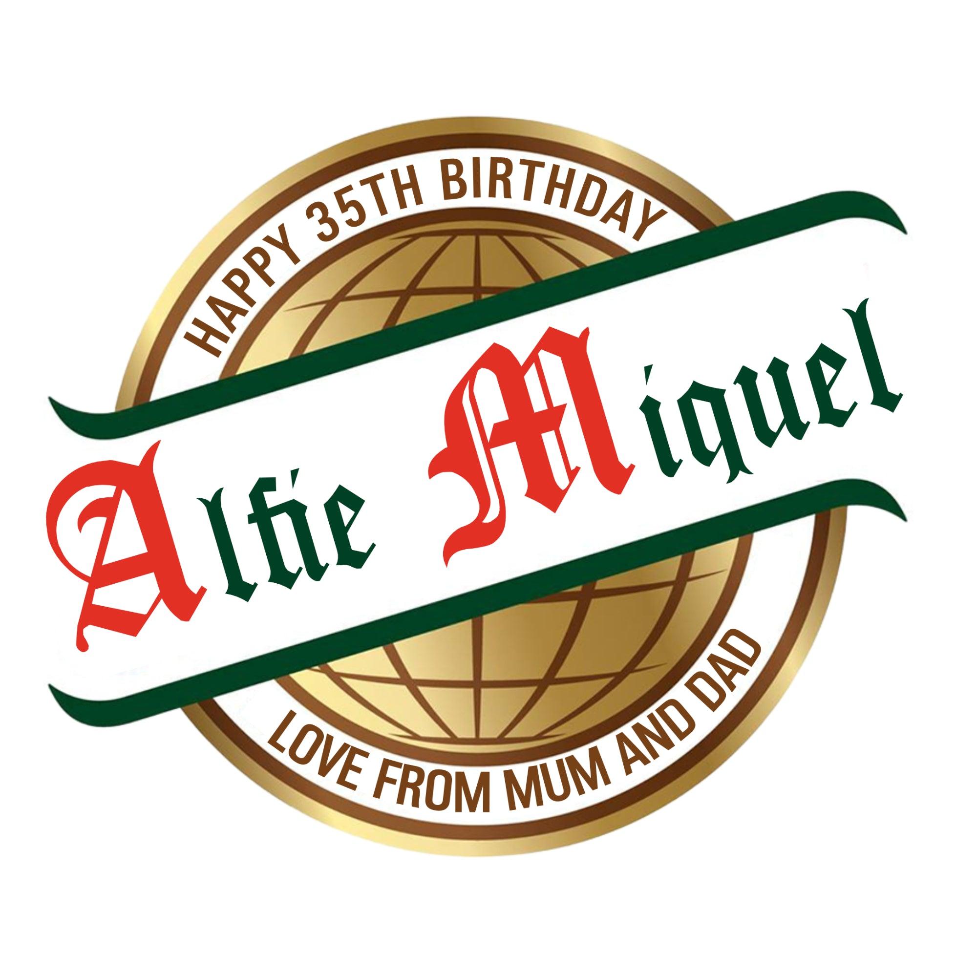 San Miguel personalised beer bottle sticker, custom name label for celebrations, parties and gifts