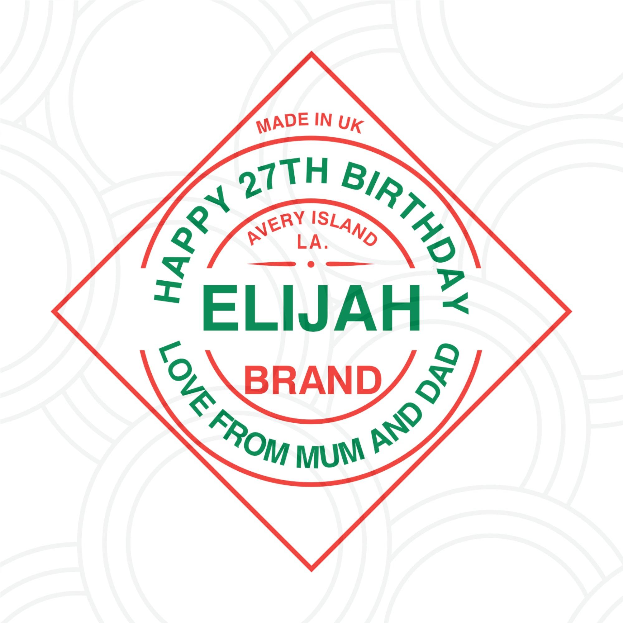 Personalised hot sauce bottle label for BBQs, custom Tabasco style sticker for food lovers and gifts
