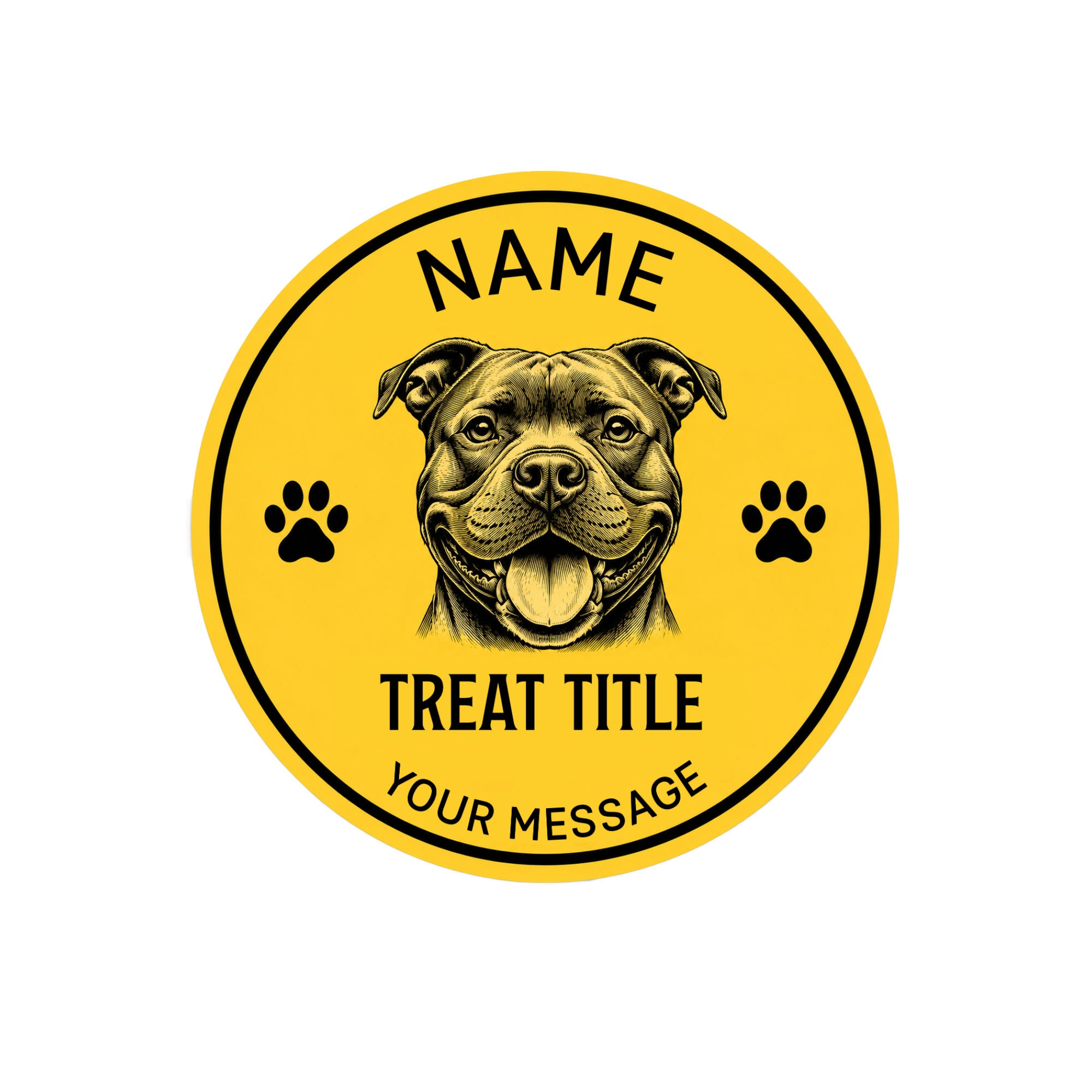 Personalised Dog Treat Jar Label Custom Pet Treat Yellow Sticker Round Dog Treat Jar Decal