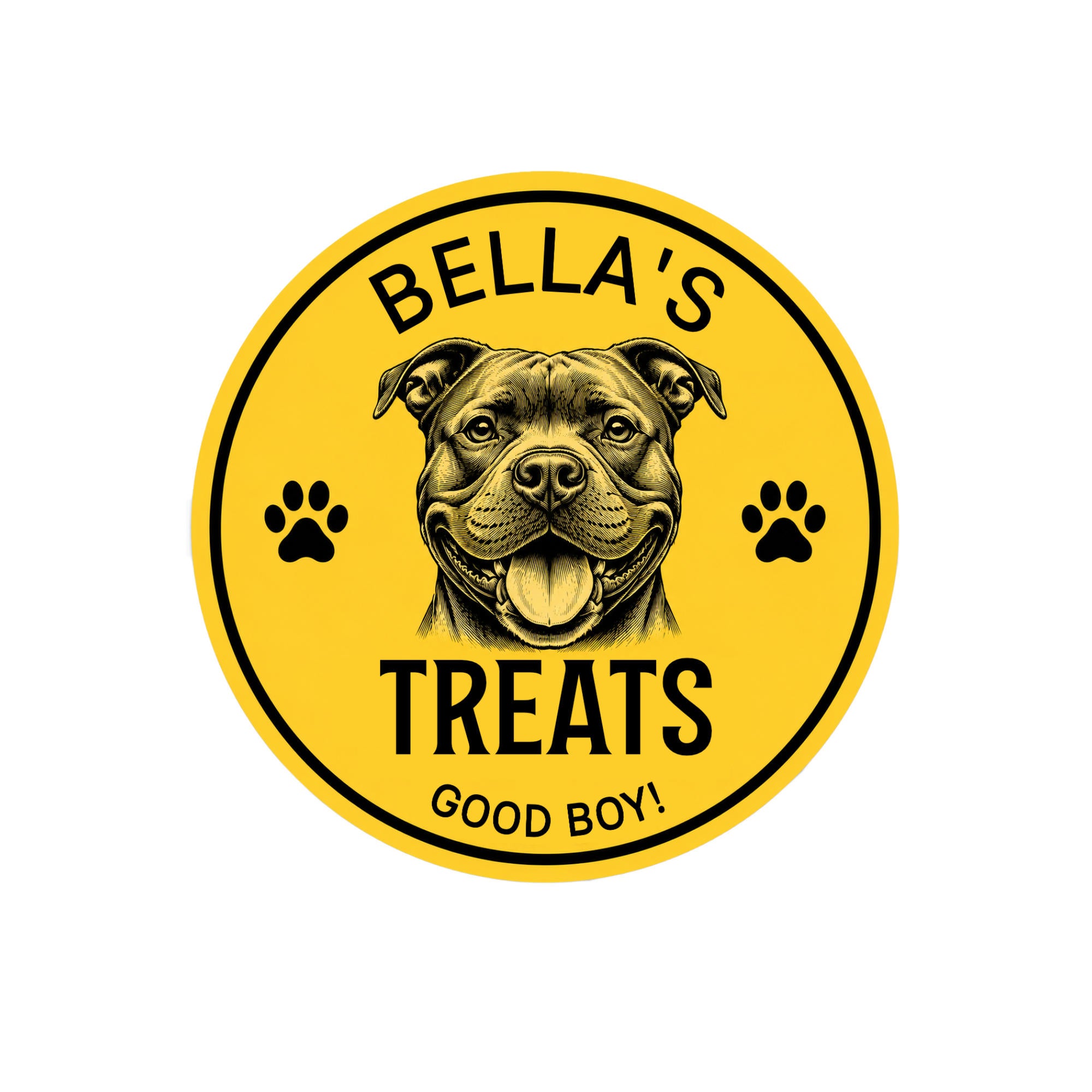 Personalised Dog Treat Jar Label Custom Pet Treat Yellow Sticker Round Dog Treat Jar Decal
