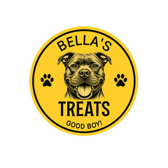 Personalised Dog Treat Jar Label Custom Pet Treat Yellow Sticker Round Dog Treat Jar Decal