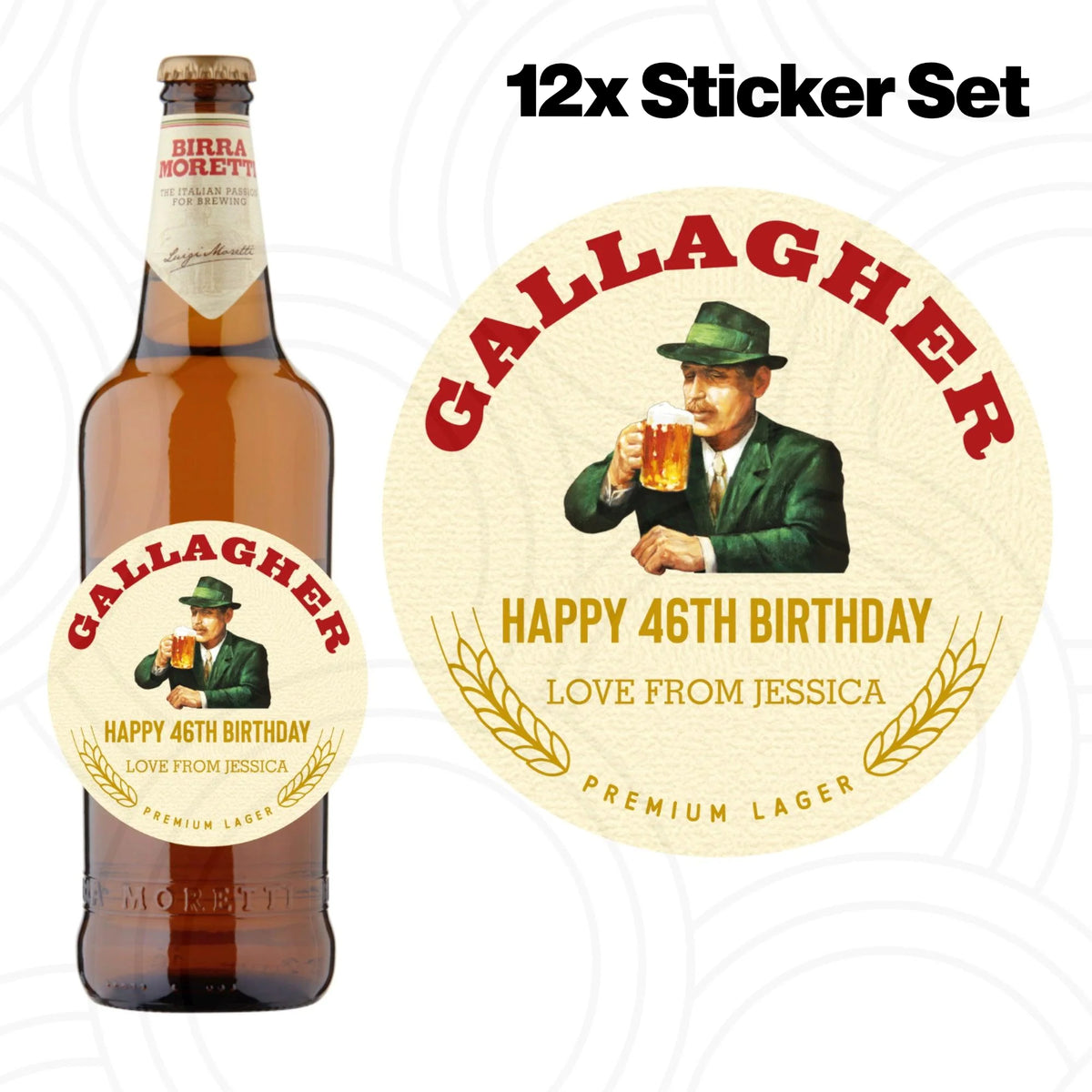 12x Sticker Set Custom Personalised Birra With Name Label For Any Occasion Happy Birthday Sticker Unique Fun Gifts Party Wedding Beer Bottle