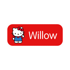 Cute Hello Kitty personalised stickers – customisable children’s name tags in 8 colour options – durable self-adhesive labels.