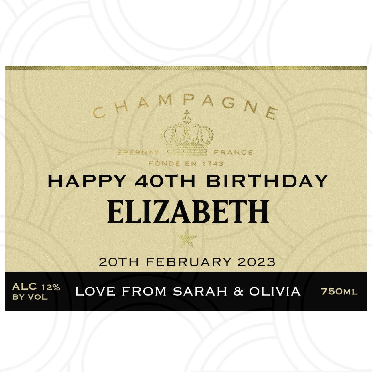 Custom Personalised Moet Champagne Bottle Year Label Happy Birthday For Any Occasion Sticker Unique Fun Gifts Name Party Wedding - Aglowgraphics