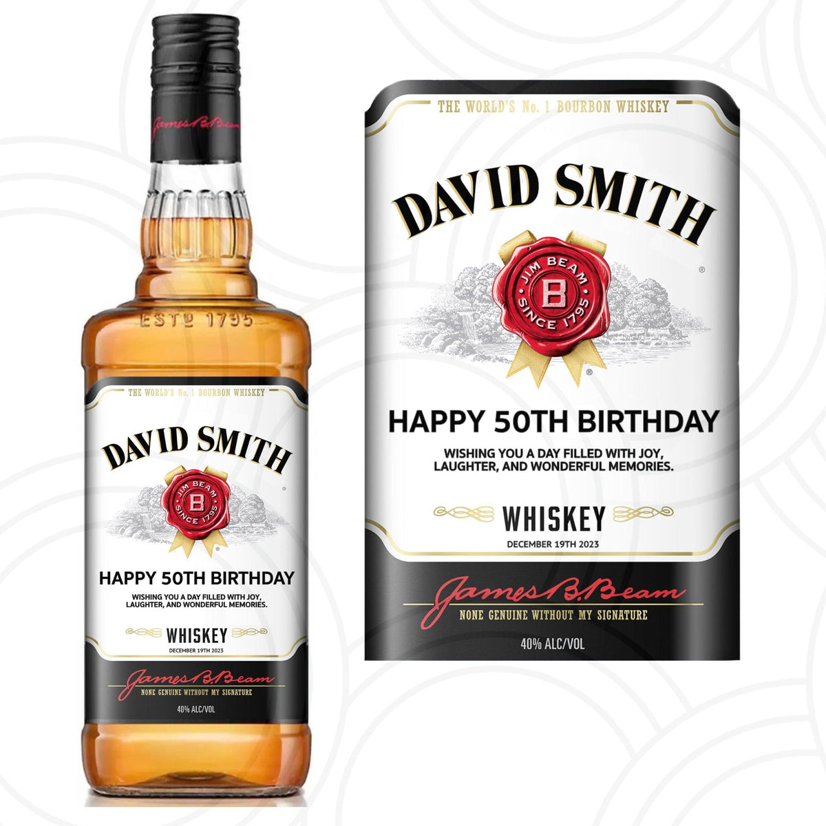 Custom Personalised Jim Beam Bourbon Bottle Label Happy Birthday For Any Occasion Sticker Unique Fun Gifts Active - Aglowgraphics