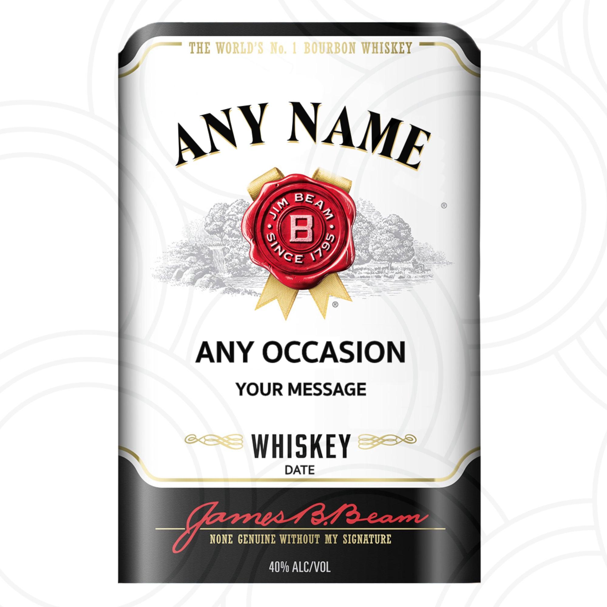 Custom Personalised Jim Beam Bourbon Bottle Label Happy Birthday For Any Occasion Sticker Unique Fun Gifts Active - Aglowgraphics