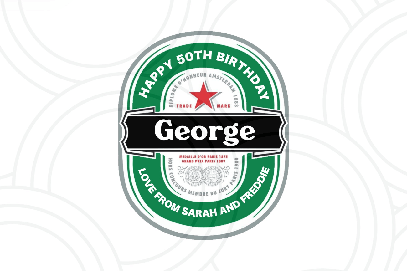 Personalised Heineken With Name Bottle Label Happy Birthday For Any Occasion Sticker Unique Fun Gifts Party Custom Wedding Drink Labels - Aglowgraphics