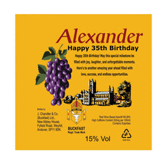 Buckfast personalised bottle Label Happy Birthday For Any Occasion Sticker Unique Fun Gifts Name Party Active - Aglowgraphics