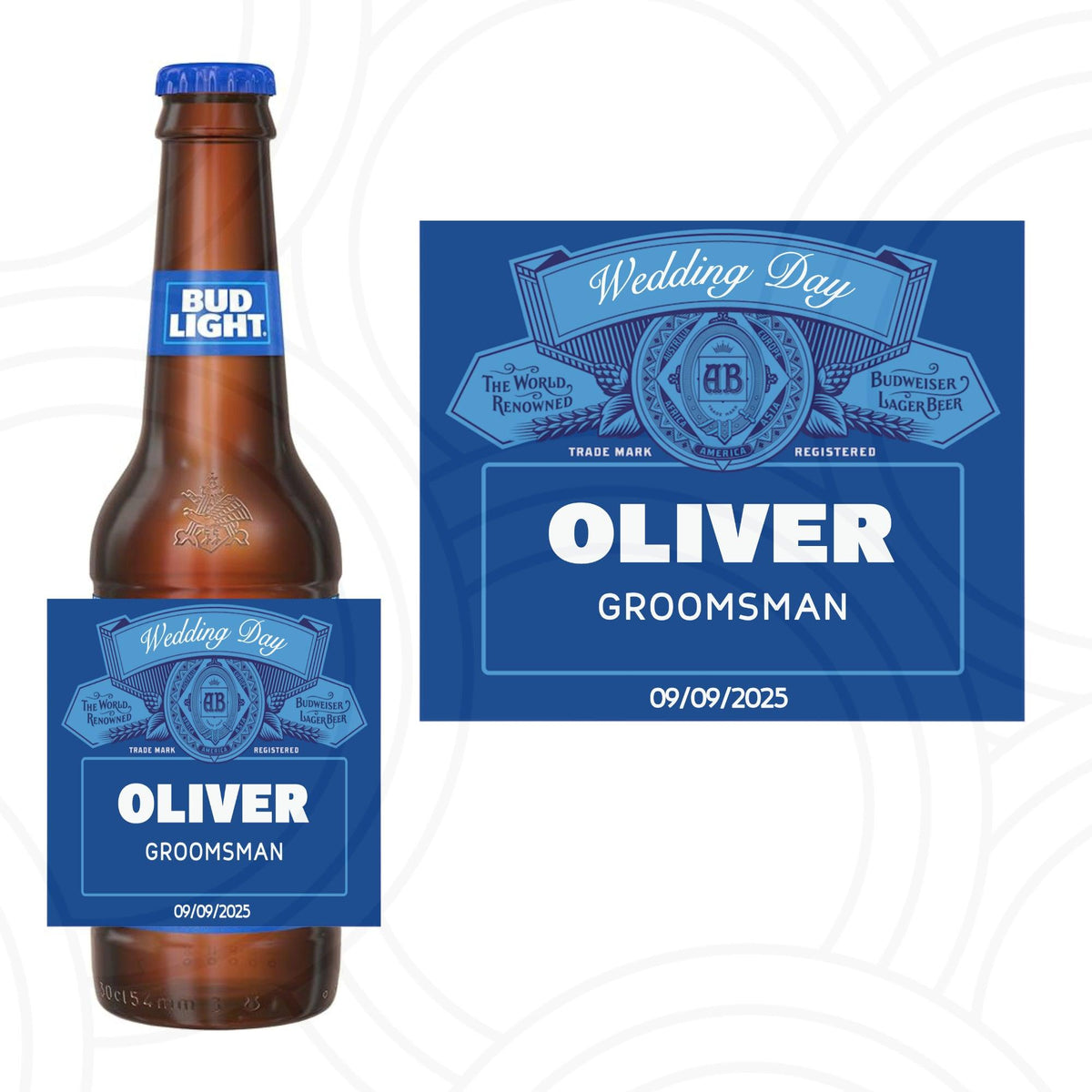 Custom Wedding Drink Labels Personalised Bud Light Beer Bottle With Name Label Happy Birthday For Any Occasion Sticker - Aglowgraphics