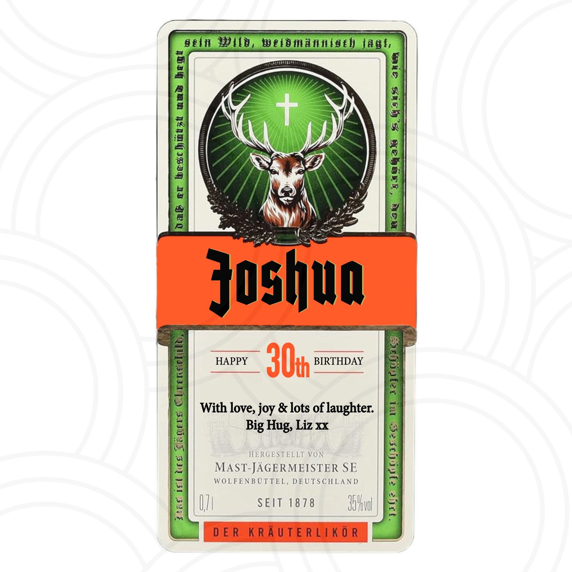 Personalised Jagermeister Label Happy Birthday For Any Occasion Sticker Unique Custom Fun Gifts Name Party Active - Aglowgraphics