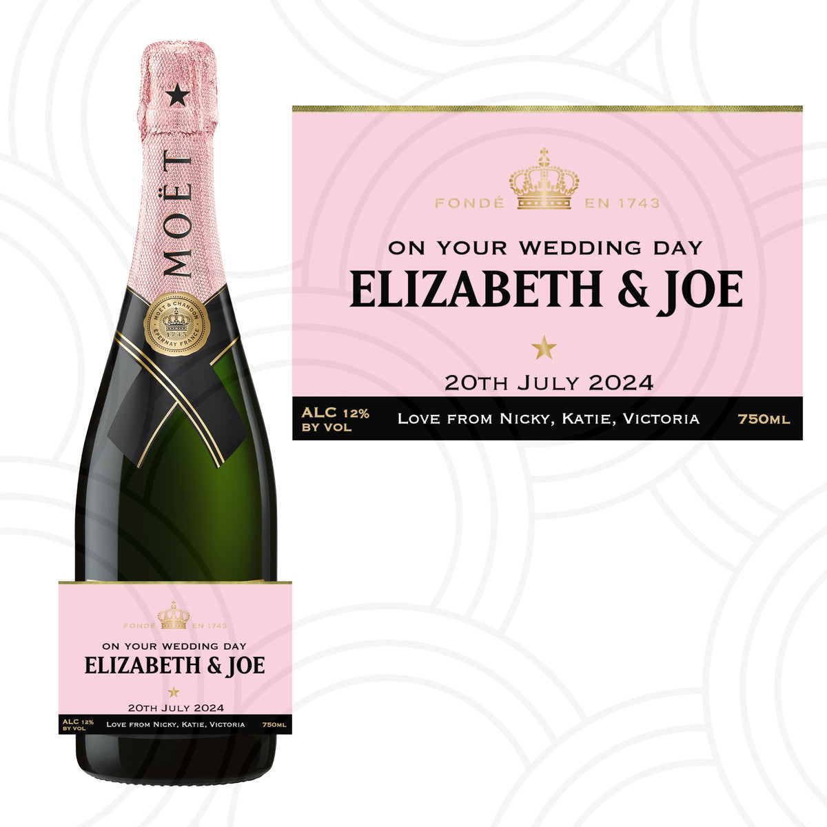 Custom Personalised Moët & Chandon Rosé Impérial Bottle Year Label Happy Birthday For Any Occasion Sticker Unique Fun Gifts Name Party Wedding