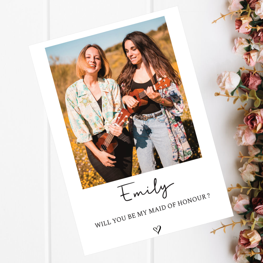 Personalised Bridesmaid Proposal Card & Maid of Honour Photo Postcard | Bridesmaid Proposal Polaroid Card, Wedding, Maid of Honour Gift - Aglowgraphics