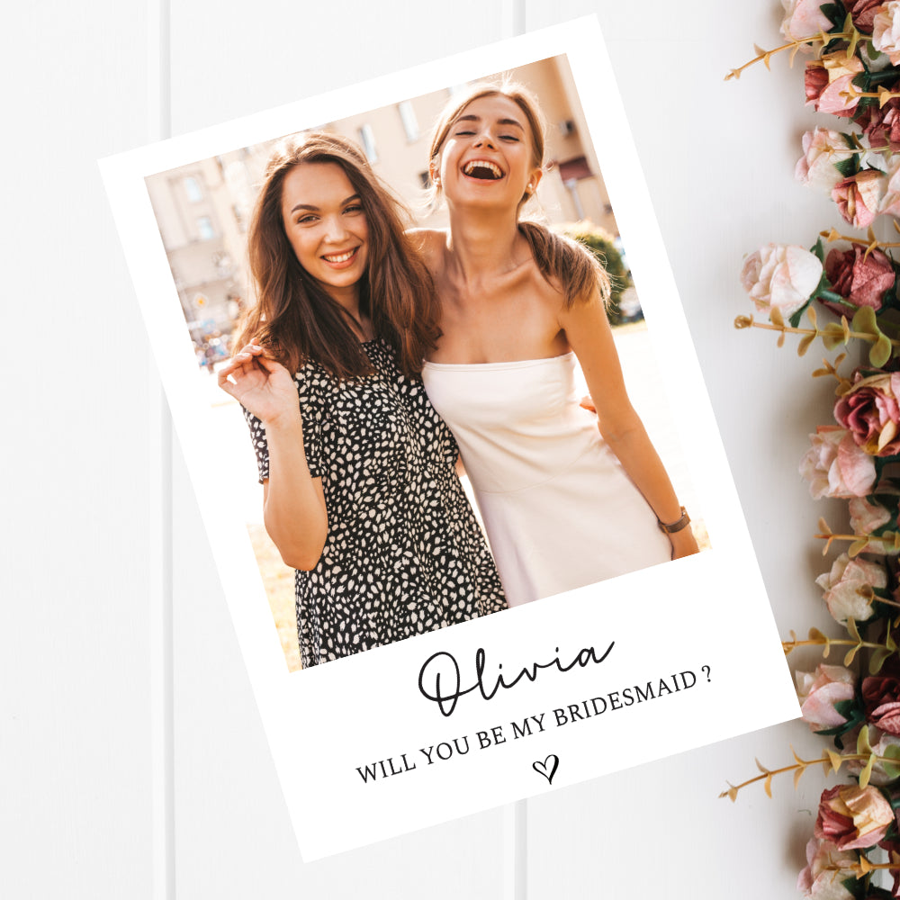 Personalised Bridesmaid Proposal Card & Maid of Honour Photo Postcard | Bridesmaid Proposal Polaroid Card, Wedding, Maid of Honour Gift - Aglowgraphics
