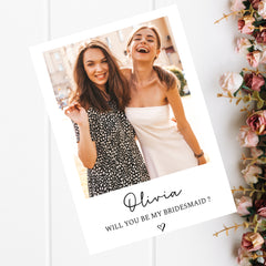Personalised Bridesmaid Proposal Card & Maid of Honour Photo Postcard | Bridesmaid Proposal Polaroid Card, Wedding, Maid of Honour Gift - Aglowgraphics