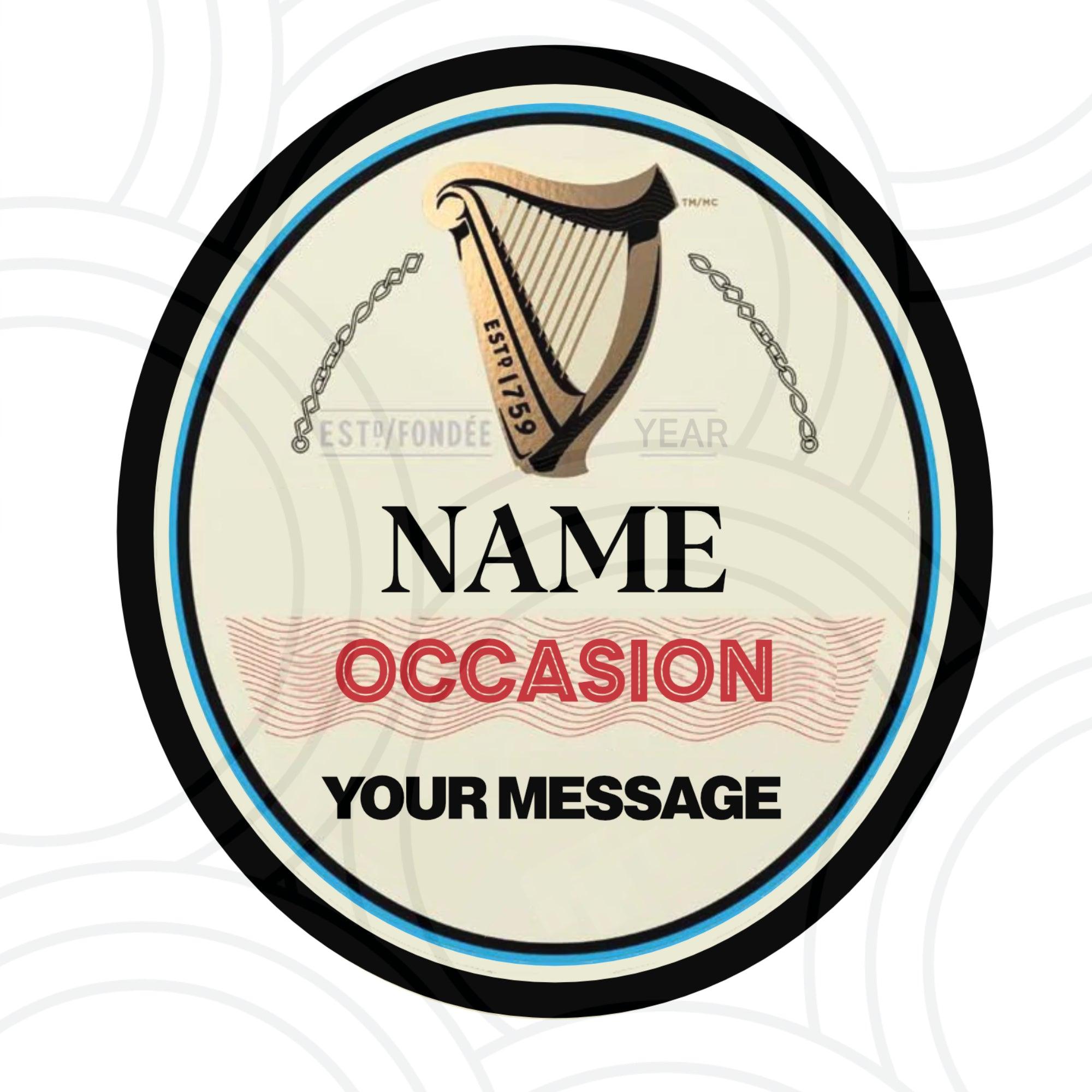 Custom Personalised Guinness Bottle With Name Label Happy Birthday For Any Occasion Sticker Unique Fun Gifts Party Wedding - Aglowgraphics