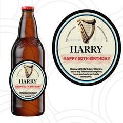 Custom Personalised Guinness Bottle With Name Label Happy Birthday For Any Occasion Sticker Unique Fun Gifts Party Wedding - Aglowgraphics