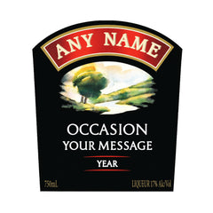 Baileys Irish Cream bottle label personalised with name, occasion and message for hen parties and gifts