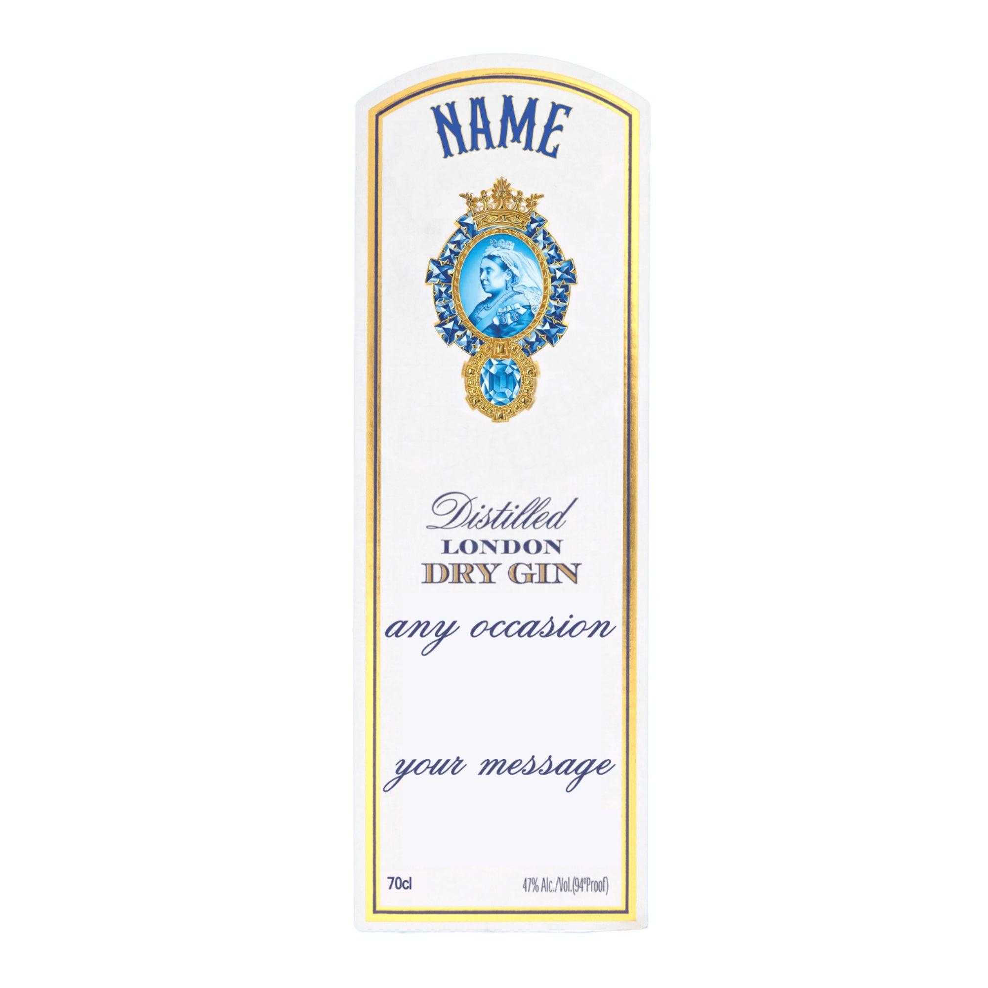 Bombay gin personalised bottle label with photo, custom party and celebration sticker for special occasions