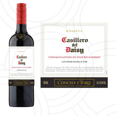 Casillero del Diablo personalised wine label, custom name sticker for weddings, parties and special occasion gifts