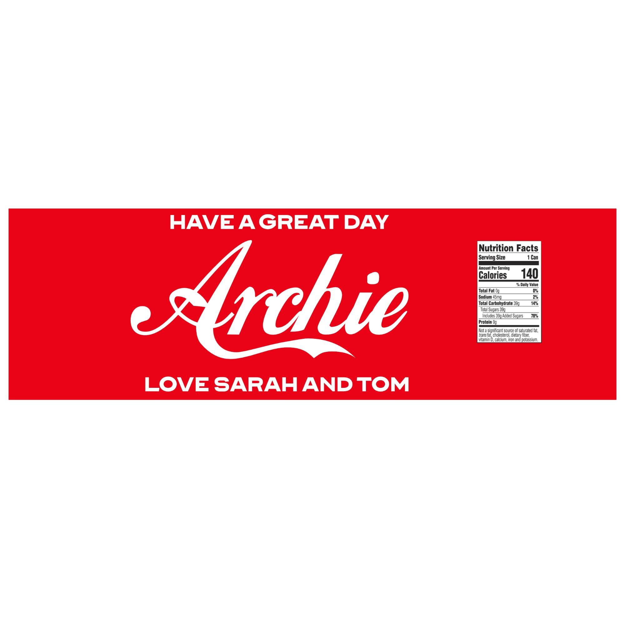 Coca-Cola glass name label personalised for weddings, parties and celebration gifts