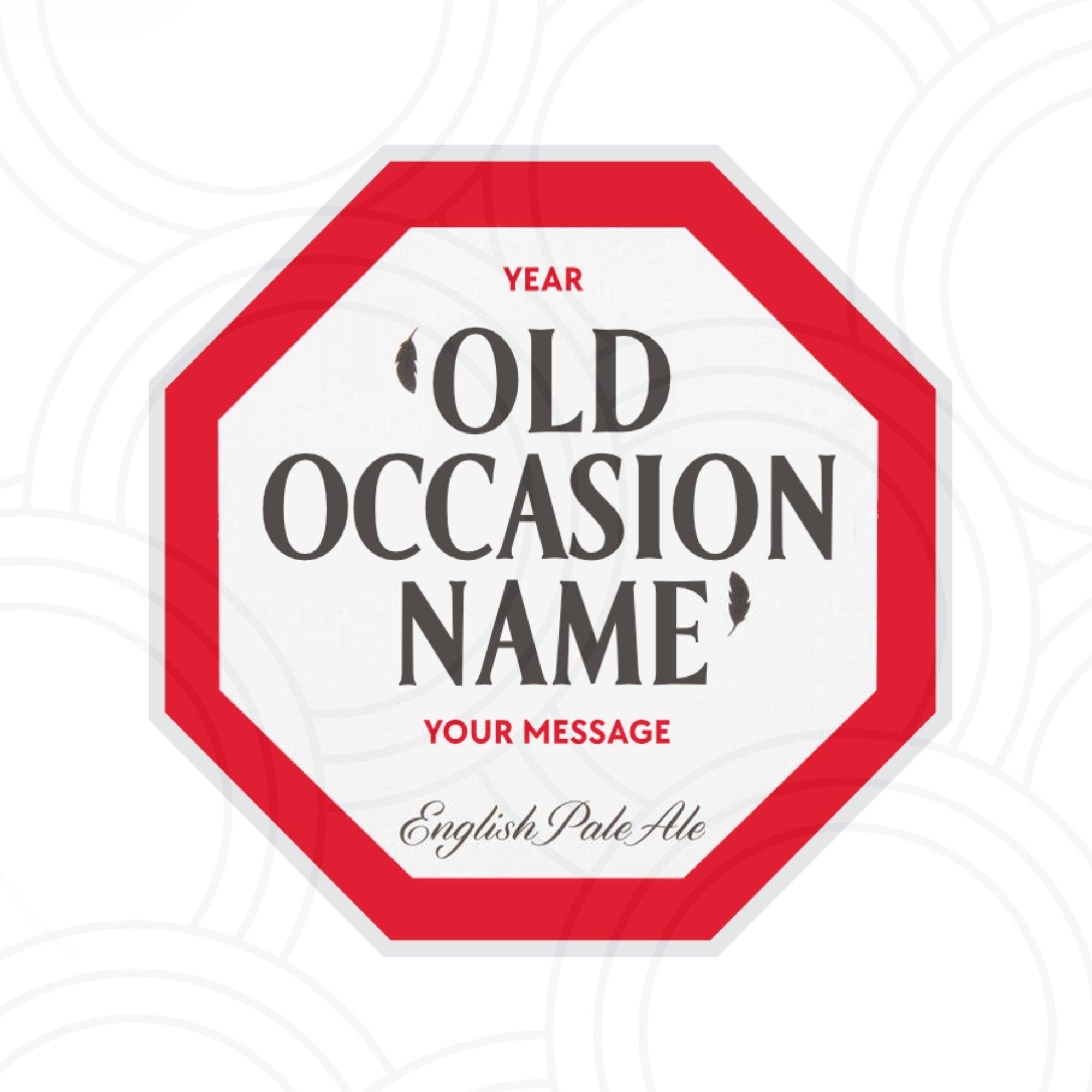Custom beer bottle sticker personalised with name, Old Speckled Hen style label for birthday and wedding gifts