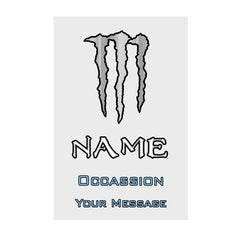 Custom Ultra White Monster Energy can label personalised with name and message, energy drink sticker for parties and birthdays UK