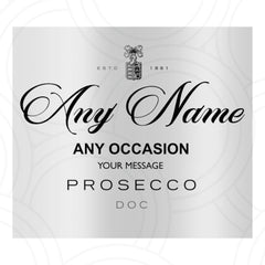 Custom prosecco bottle sticker personalised with name, unique hen party and celebration label