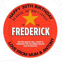 Estrella personalised beer bottle sticker, custom name label for parties, weddings and special occasions