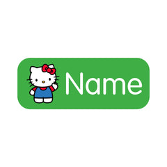 Cute Hello Kitty personalised stickers – customisable children’s name tags in 8 colour options – durable self-adhesive labels.