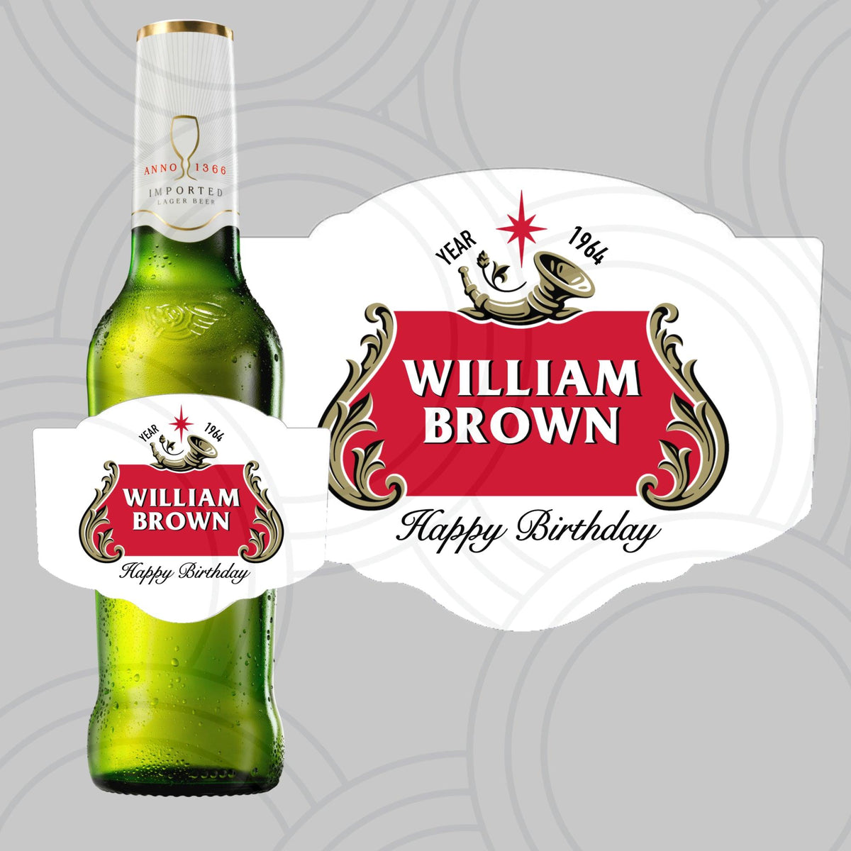 Custom Personalised Stella Beer Bottle Year Label Happy Birthday For Any Occasion Sticker Unique Fun Gifts Name Party - Aglowgraphics