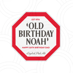Old Speckled Hen personalised beer label, unique party favour sticker for birthdays and celebrations