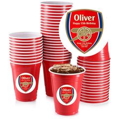 14x Custom Personalised Arsenal F.C. Football Stickers with Name – Birthday Gift, Party, Wedding & Celebration Stickers - Aglowgraphics