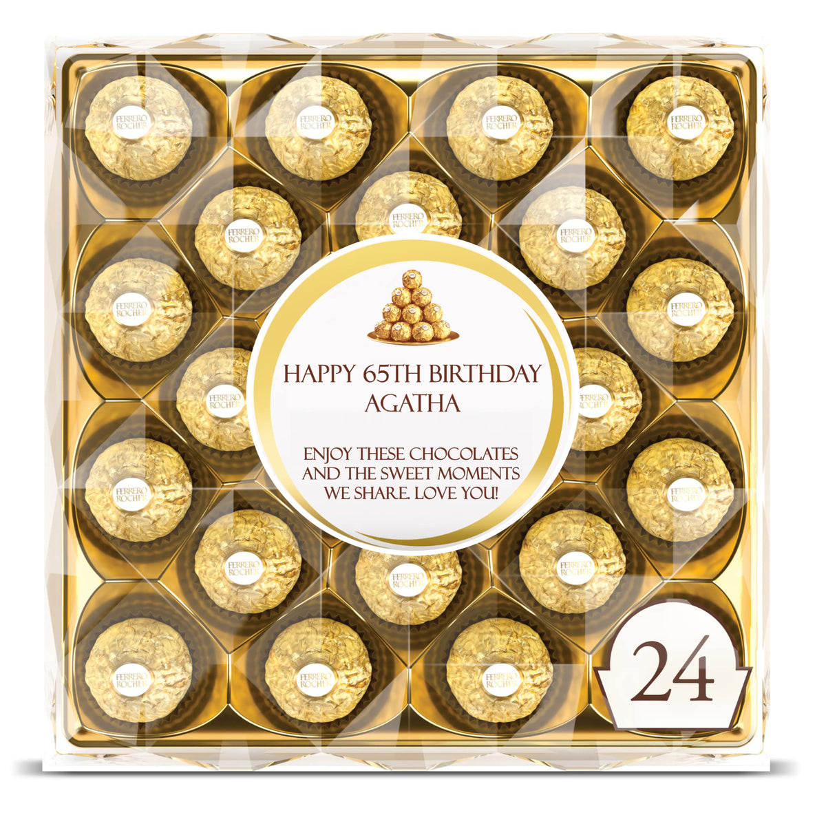 Ferrero Rocher Pralines Personalised Label Happy Birthday For Any Occasion Sticker Unique Fun Gifts Name Party Wedding.