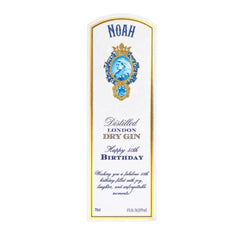 Personalised gin bottle sticker with custom photo and name, fun birthday and party gift label