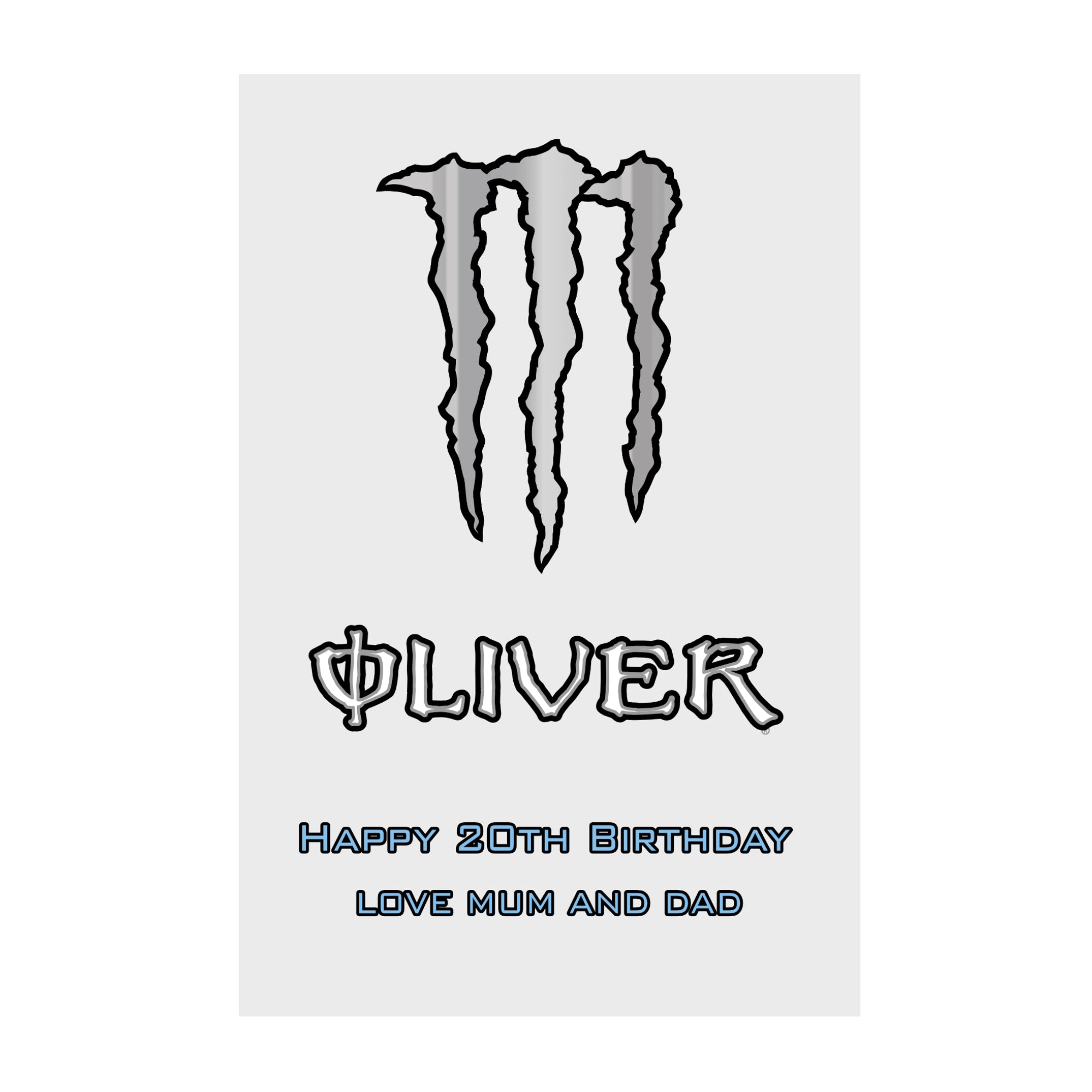 Ultra White Monster Energy drink Personalised  label sticker, custom name energy drink can label, glossy 500ml can sticker UK