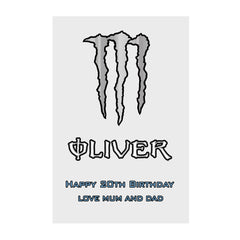 Ultra White Monster Energy drink Personalised  label sticker, custom name energy drink can label, glossy 500ml can sticker UK
