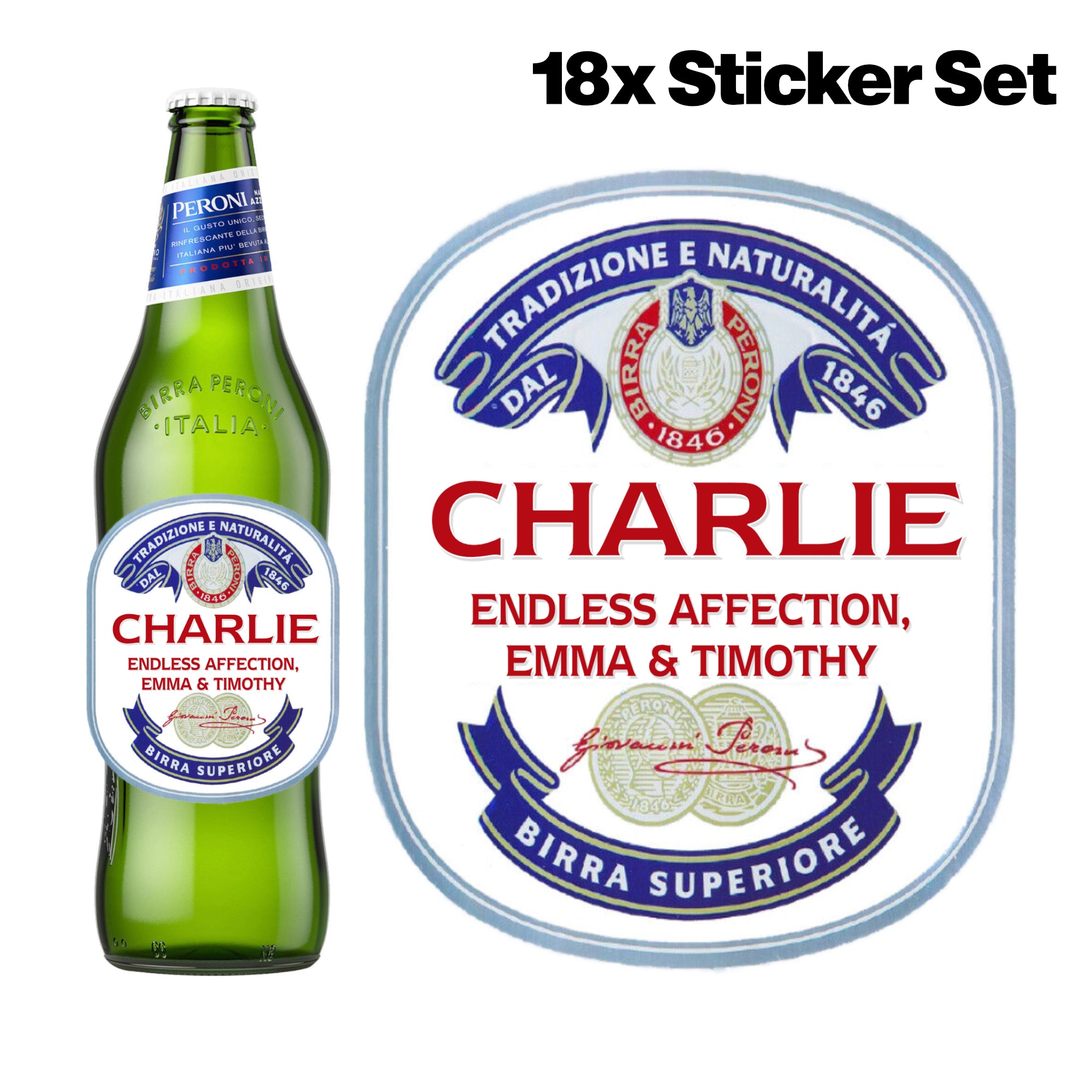 18x Custom Personalised Peroni Beer Bottle With Name Label Happy Birthday For Any Occasion Sticker Unique Fun Gifts Party Wedding Beer Bottles - Aglowgraphics